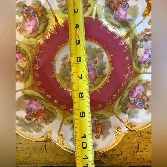 Vintage STW Bavaria 10” Raised Serving Bowl Courting Couples Porcelain Serveware - Picture 11 of 13